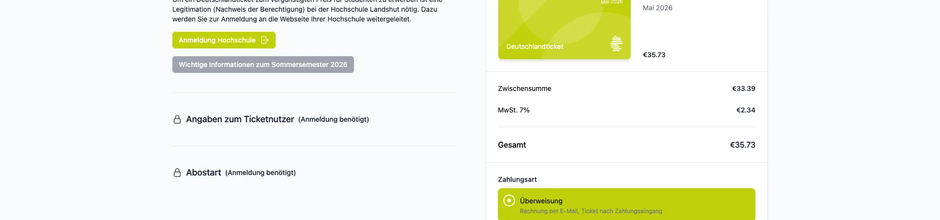 Deutschlandticket-Abo für die Hochschule Landshut