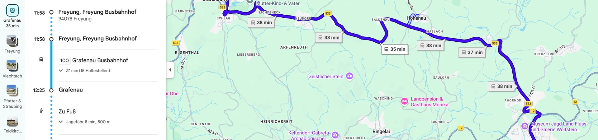 Linien & Fahrten in Google Maps