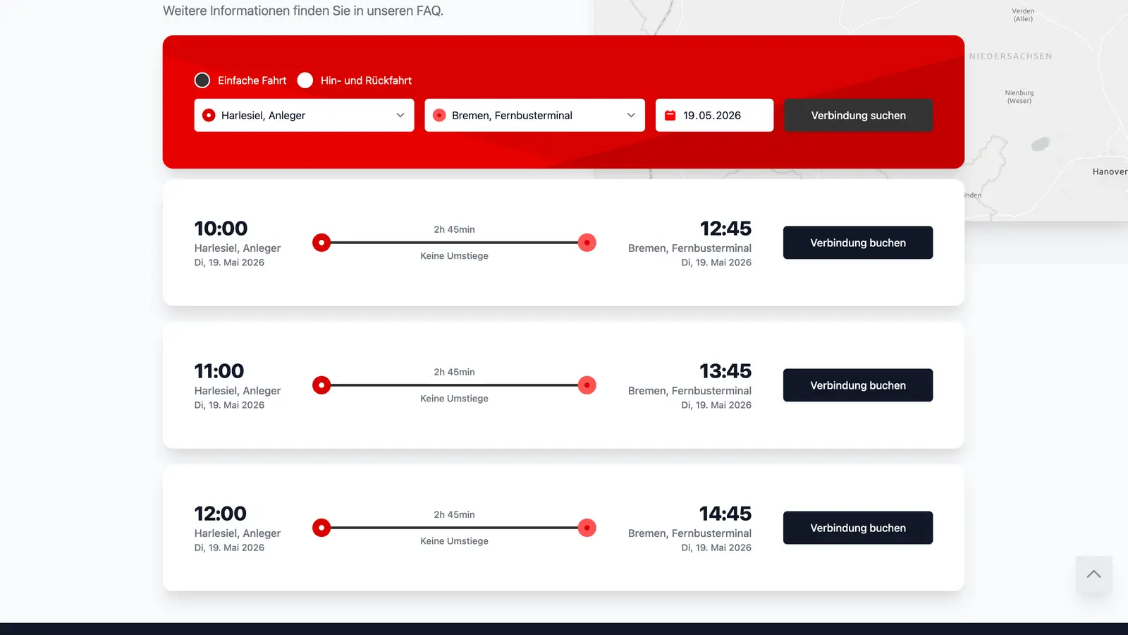 Liste der verfügbaren Verbindungen
